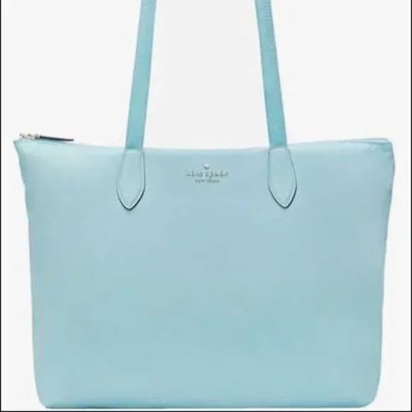 Kate Spade Mel Nylon PACKABLE Tote Aqua Pool Blue - Picture 3 of 12